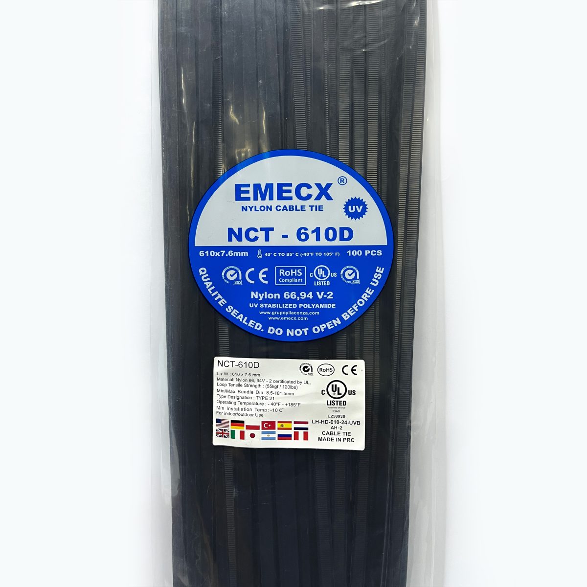 Cintillo nylon 610x7.6mm - negro