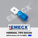 TERMINAL AISLADO TIPO MACHO 5.5mm AZUL