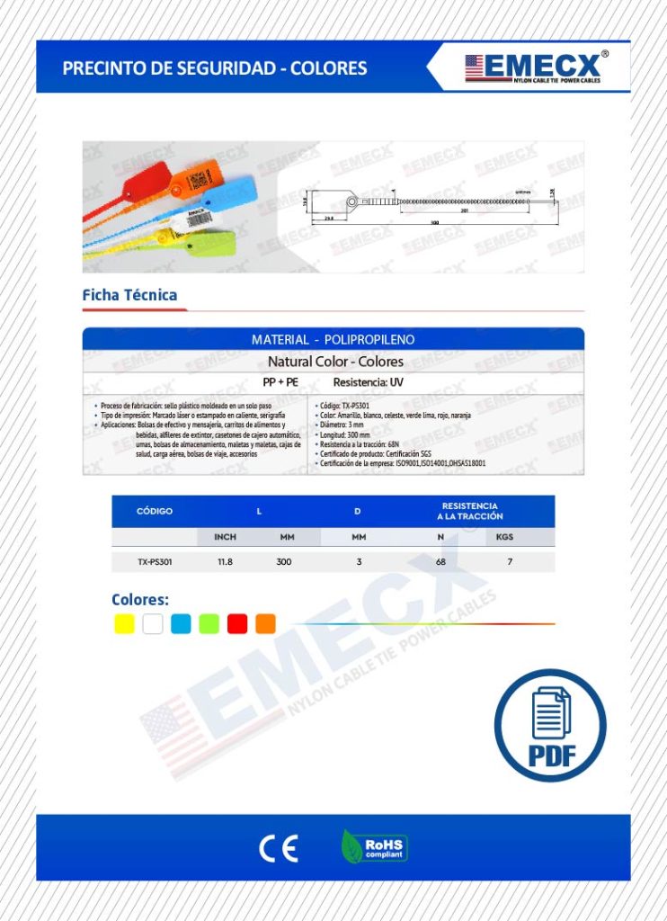 FICHAS TECNICAS PRECINTO DE SEGURIDAD